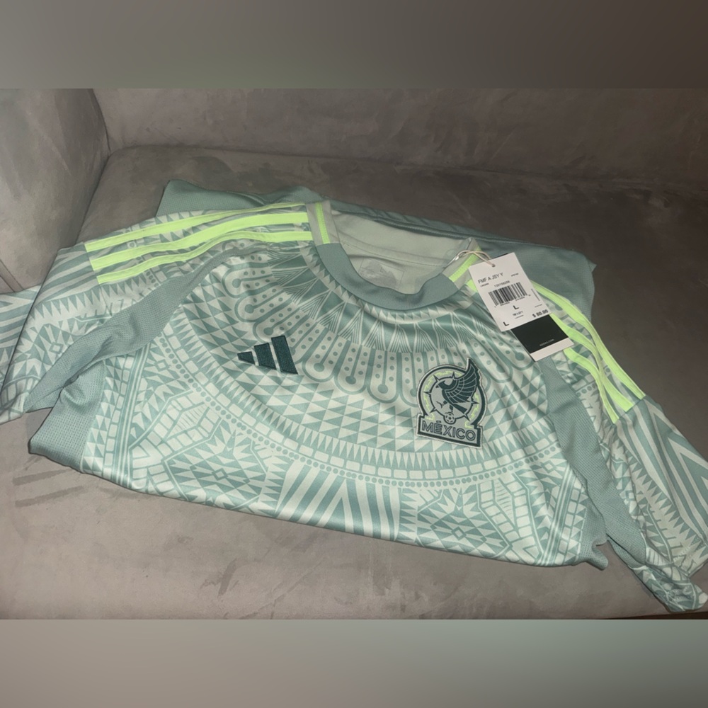 Adidas Mint and Neon Soccer Jersey